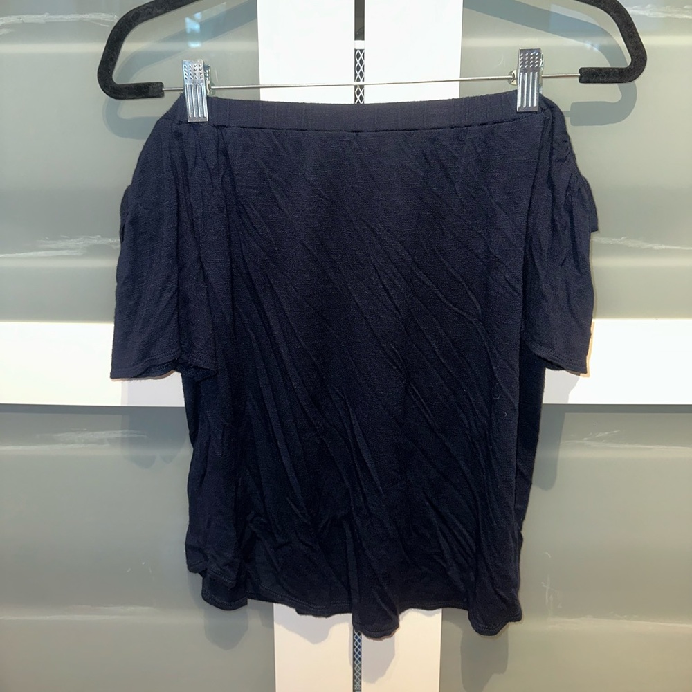 Pink Rose navy off the shoulder tshirt